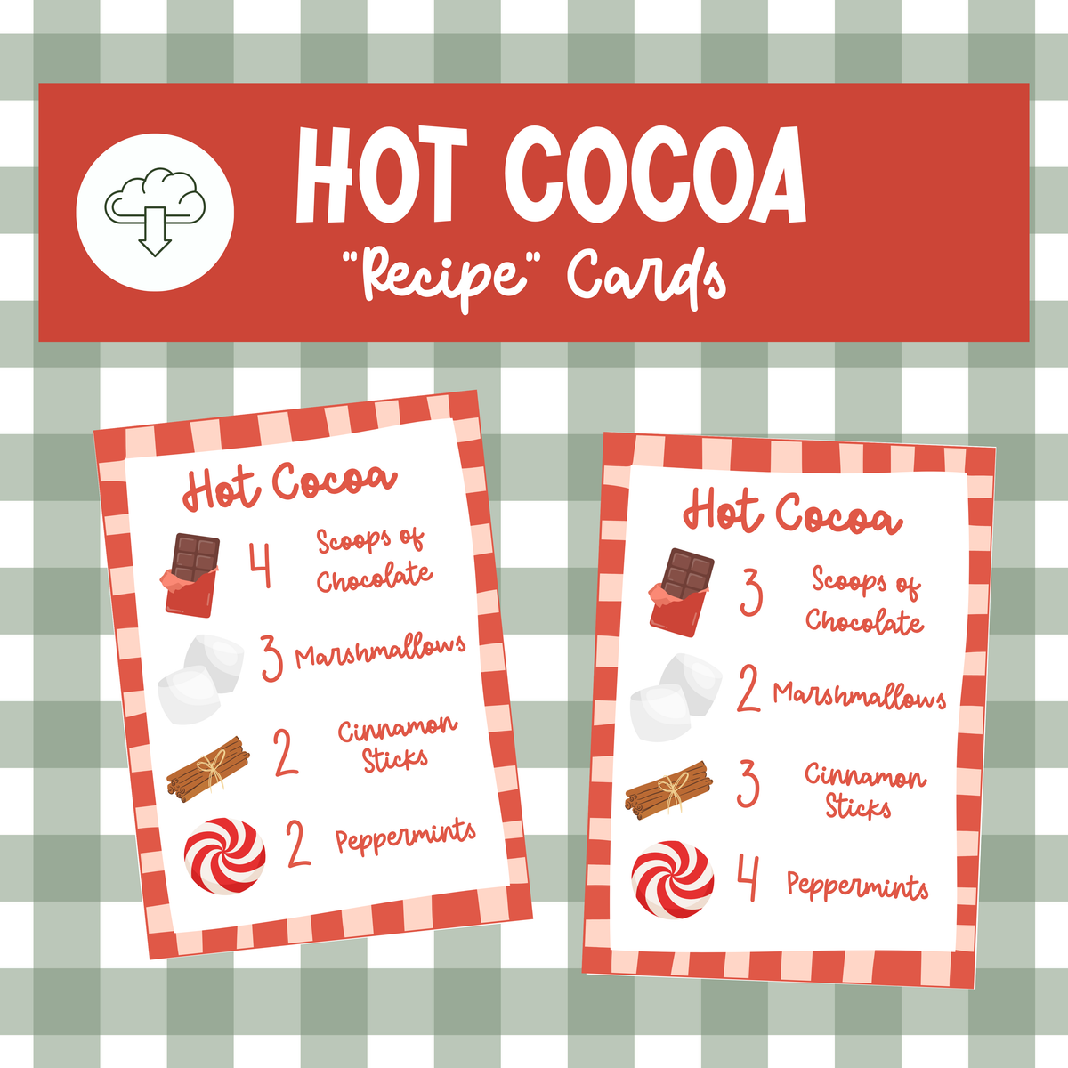 Hot Cocoa "Recipe" Cards Printable