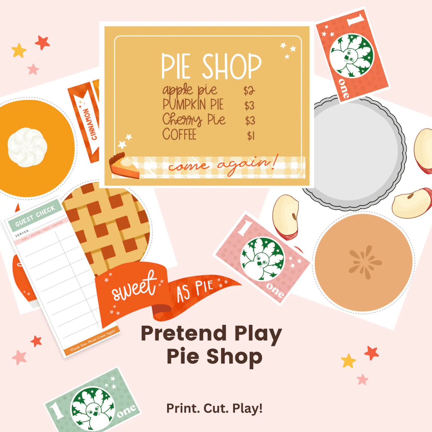 Pretend Play Pie Shop Printable
