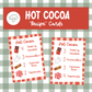 Hot Cocoa  "Recipe" Cards Printable