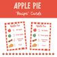 Apple Pie "Recipe" Cards Printable