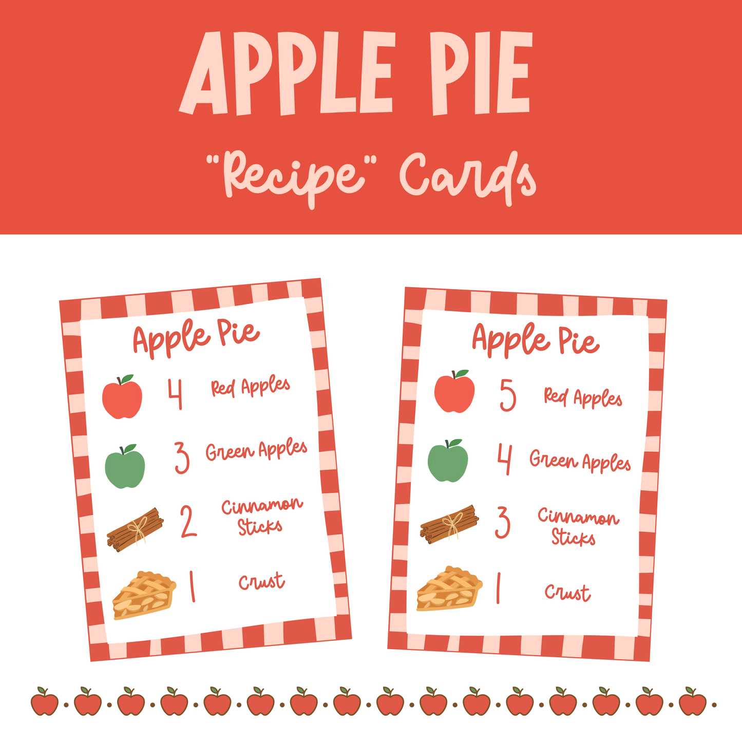 Apple Pie "Recipe" Cards Printable