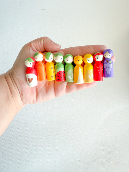 Mini Fruit Peg Doll Set