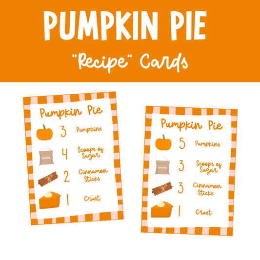 Pumpkin Pie "Recipe" Cards Printable