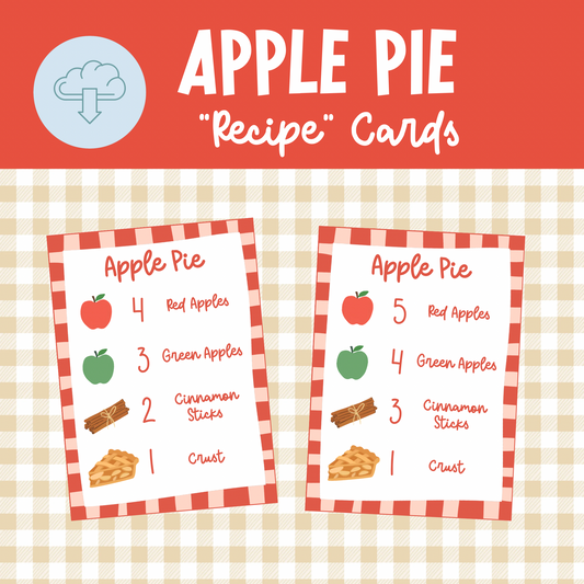 Apple Pie "Recipe" Cards Printable