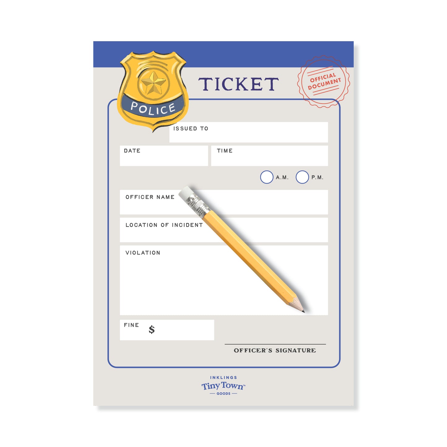 Tiny Town™ Play Notepad - Police Ticket